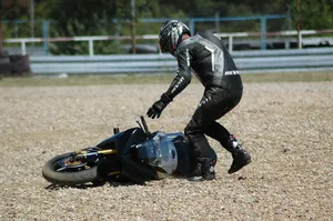 Rider getting up after a crash